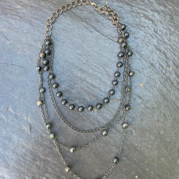 Free People Beautiful vintage beaded layered chain necklace - Image 3
