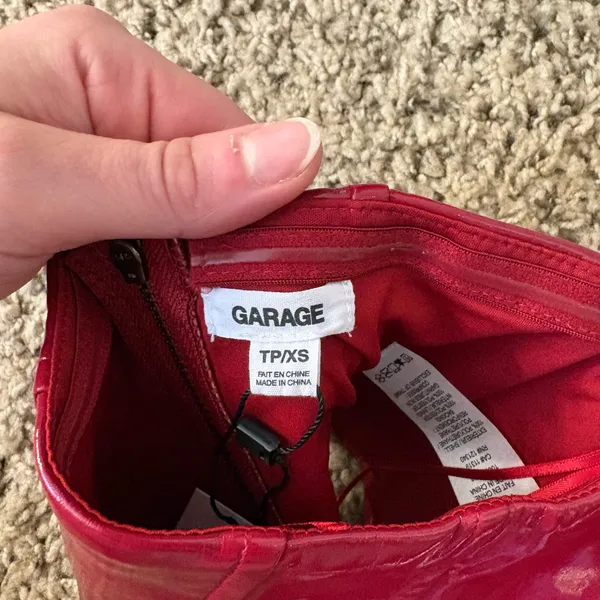 Garage Red Strapless Leather Corset Crop Top NWT Size Women’s XS - Image 3