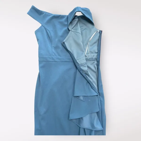 Lulus Mila Slate Blue‎ Ruffled Off-The-Shoulder Maxi Dress Size Small - Image 7