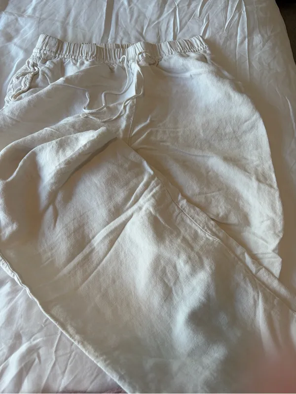 H&M White Wide-Leg Linen Pants - Image 2