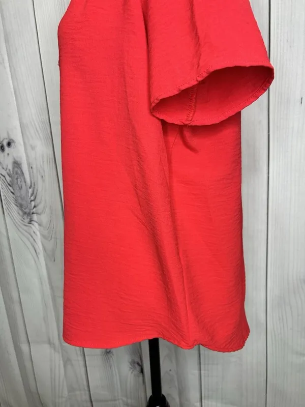 Entro Womens Sz Large Red V-Neck Short Sleeve Blouse Top - Image 6