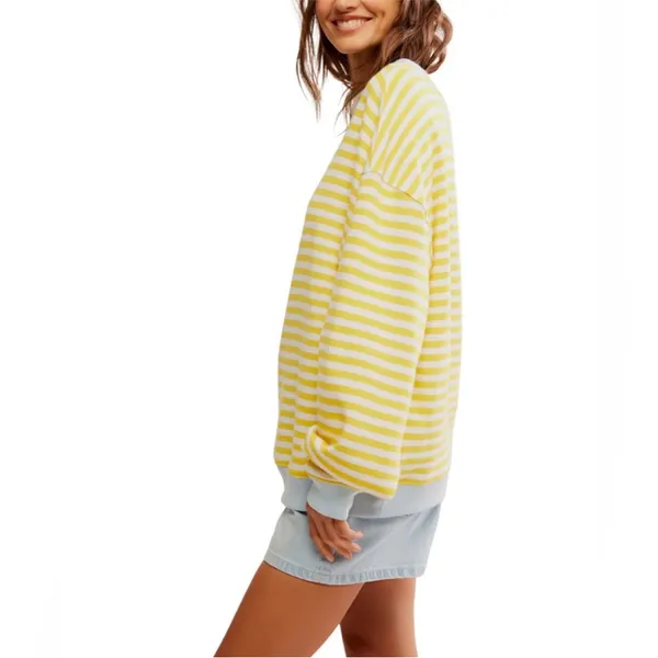 NWT Free People Classic Striped Oversized Crewneck - Image 2