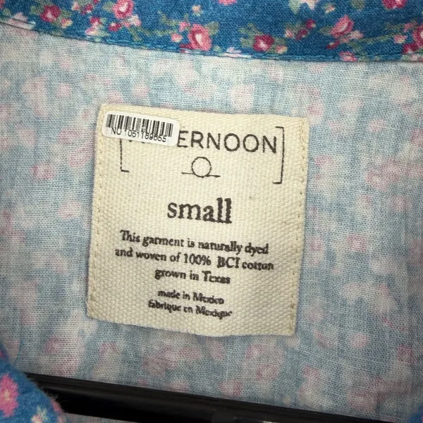 Afternoon Floral Zip‎ Front Jumpsuit Womens Small BCI Cotton Cottagecore Blue - Image 4