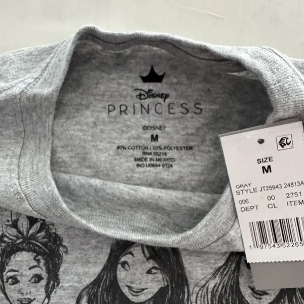 Disney Princess T-shirt Gray with Princess Graphic Size Small New with Tags - Image 3