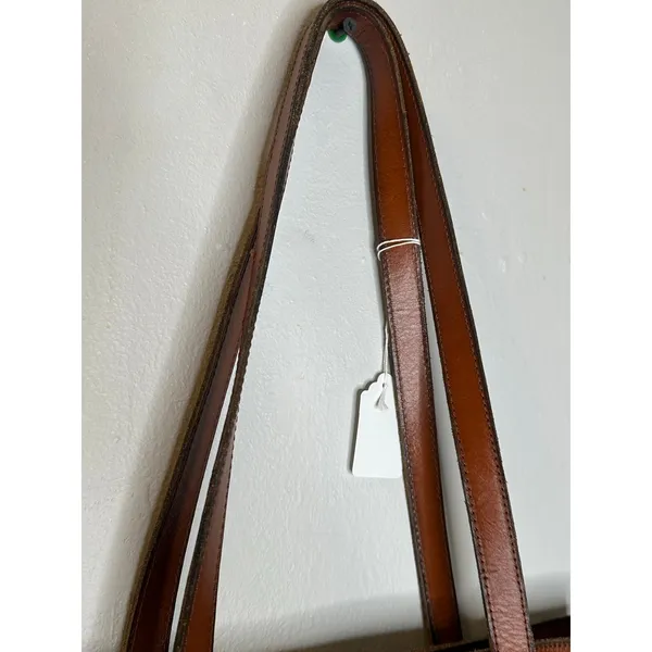 PATRICIA NASH Brown Leather Front Pocket Zipper Closure Top Handle Shoulder Tote - Image 13