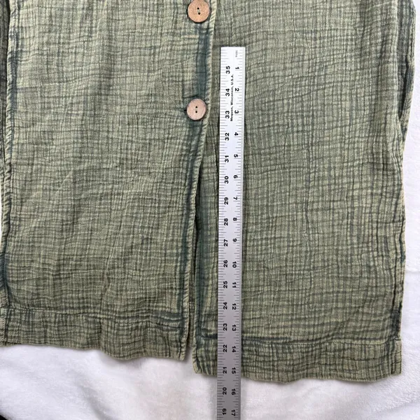 Free People Green‎ Cotton Gauze Button Front Maxi Shirtdress Small OB1546940 - Image 5