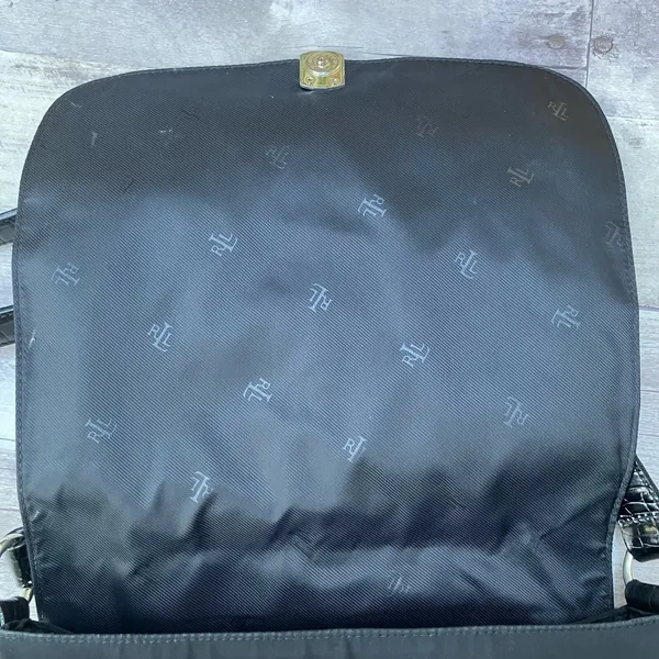 Lauren Ralph Lauren Messenger Bag Large Black Nylon Croc‎ Trim Good Crossbody - Image 15