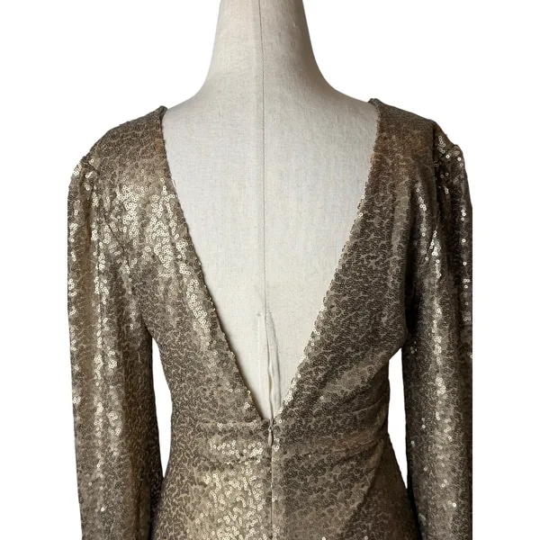 Altar'd State Sequin Mini Dress Women Small Champagne NWT‎ V Neck Party Formal - Image 6