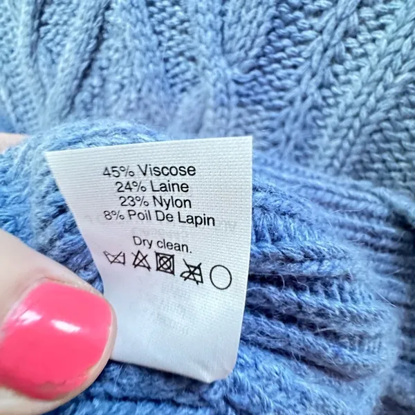J. Crew Cable Knit Light Blue Mock-neck Sweater XXS wool rabbit hair blend - Image 7