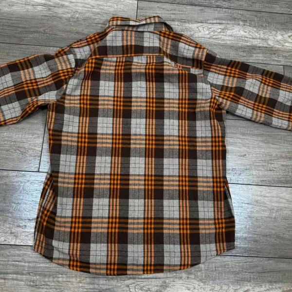 Italian Design Flannel Shirt Plaid Checkered Button Up‎ Long Sleeve L - Image 7