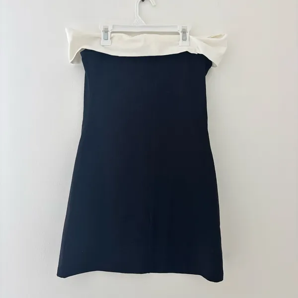 Peppermayo Black and White Diamonds and Pearls Off Shoulder Mini Dress - Image 4