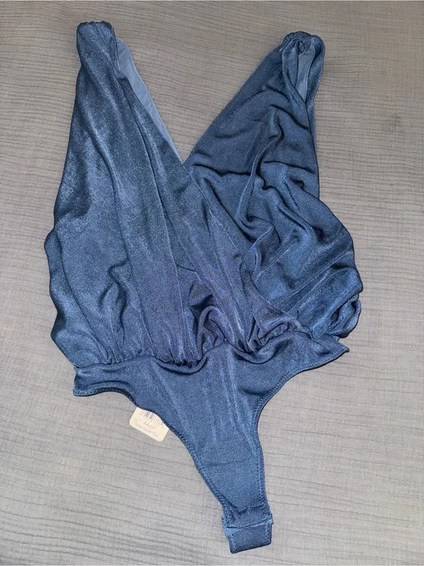 Free People Denim Blue Draped Surplice Tank - Image 4