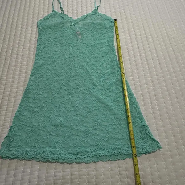 Victoria’s Secret Lace Sheer Lingerie Slip Dress Sz M Medium Teal Green - Image 4