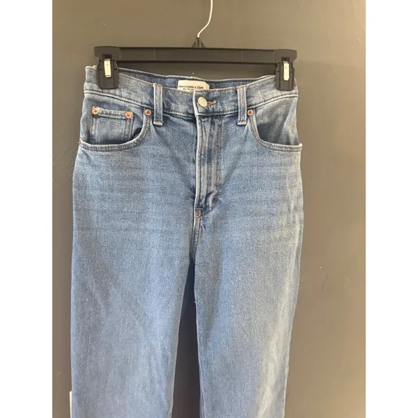 Abercrombie &‎ Fitch The 90s Straight Ultra High Rise Jeans Medium Wash 25 0R - Image 3