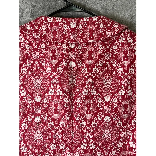 LOFT‎ Red White Floral Peter Pan Collar Cropped Jacket Blazer Women's 10 New - Image 4