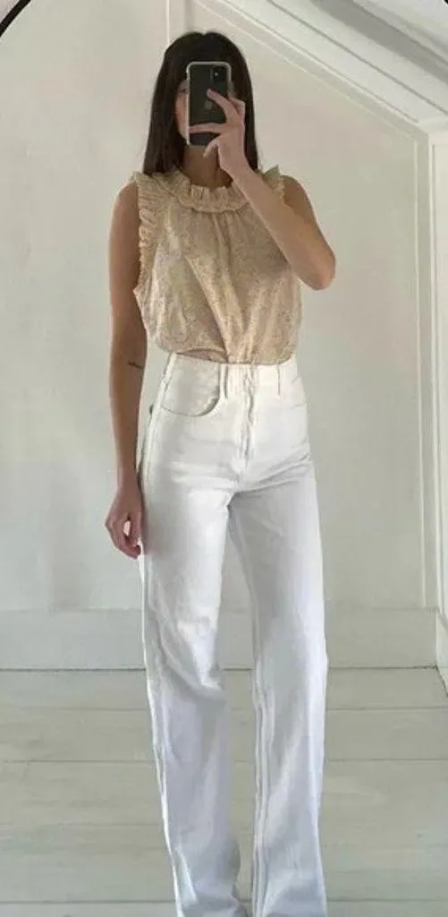 J.Crew Cotton Poplin Ruffle-Trim Top in Rose Vines Size M Retail $80 - Image 2
