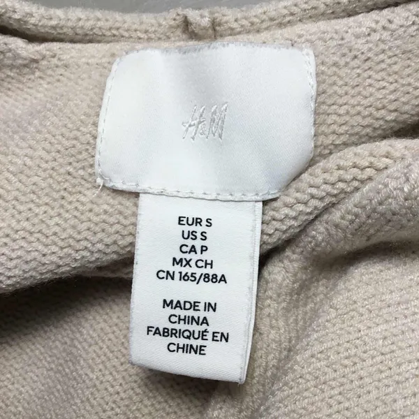 H&M Off White Minimalist Clean Girl Knit V Neck Oversized Sweater S Autumn Fall‎ - Image 5
