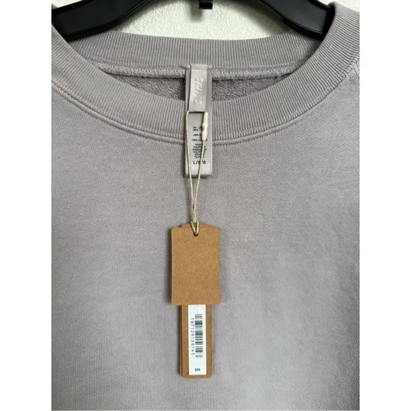 SKIMS French Terry Shrunken Crew Sweatshirt Mineral Gray L NWT - Image 9