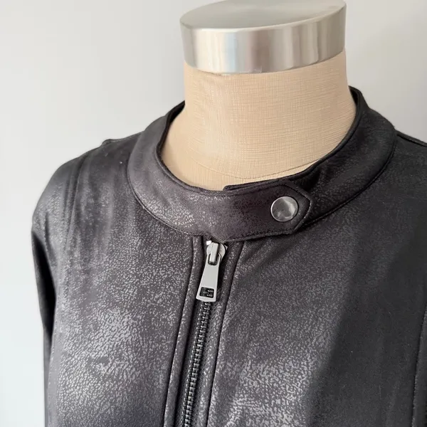 Grace & Lace Black Faux Leather Jacket Women’s Large Zip Moto Style - Image 5