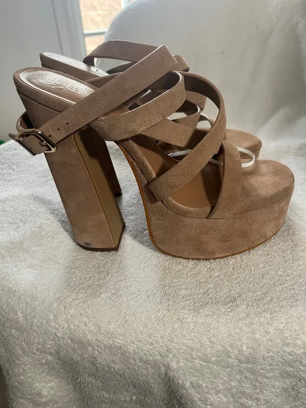 Gianni Bini Beige Suede Strappy Platform Sandal - Image 6