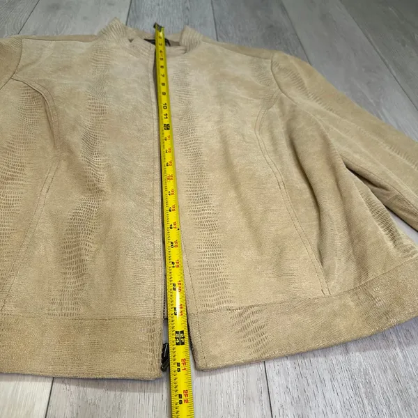 Valerie‎ Steven's women's vintage tan leather mock neck moto jacket size xl - Image 4