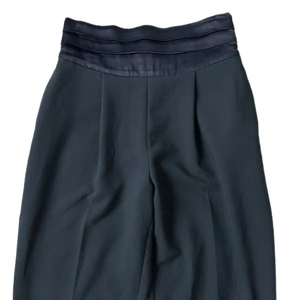 Maeve Anthropologie Trousers Navy Blue Satin Trim Pleated Size 6 - Image 3