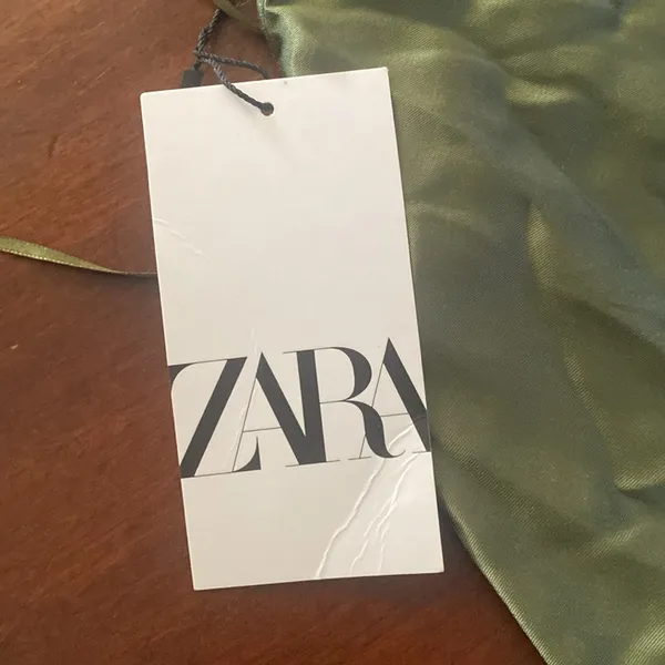 Zara Olive Green Satin Blouse - Image 4