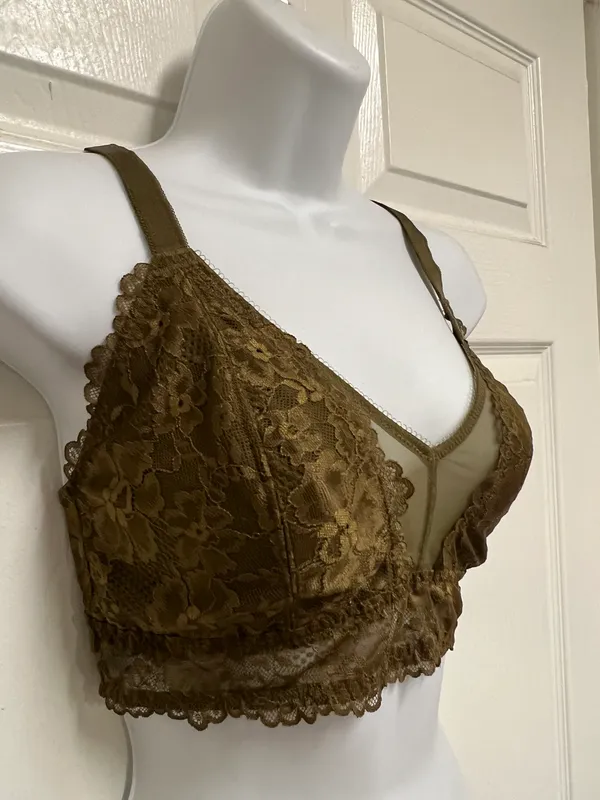 Savage X Fenty Olive FLORAL LACE AND MESH BRALETTE - Image 6