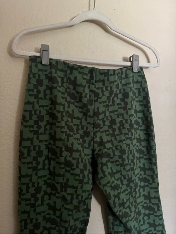 Maeve The Margot Kick-Flare Cropped Pants Sz Small Green Grey Funky Teacher - Image 8