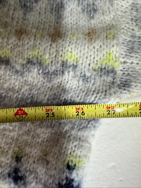 American Eagle Cozy Cream Fair Isle V-Neck hooded Sweater wool blend XL winter - Image 12