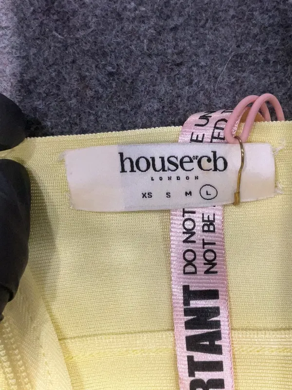 *Rare* House of CB Maliha Bandage Halter Mini Dress - Pale Yellow - Large - NWT - Image 7
