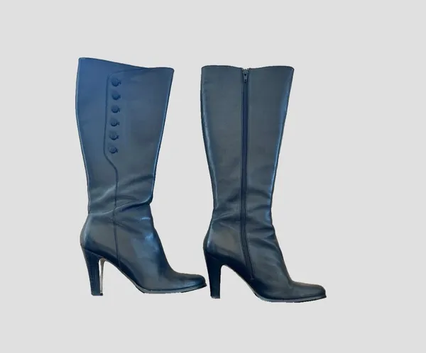 TAHARI Leather Boots Knee High Black Size 9.5 - Image 2