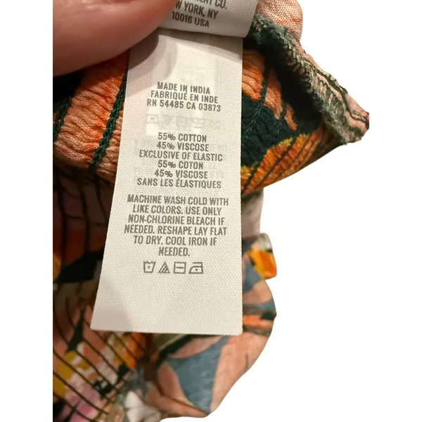 Aerie Size L Tie Front Crop Top Tropical Floral Beach Vacation Smocked‎ Colorful - Image 6