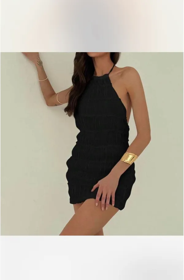 Mini Ruched Dress Black - Image 3