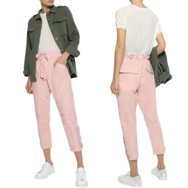 Current/Elliott The Beverly Cropped Tapered Zippered Pants Crystal Pink Size 24‎ - Image 2