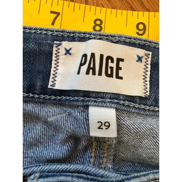 PAIGE Manhattan Bootcut Jeans Womens 29 Blue Raw Hem Frayed Denim - Image 5