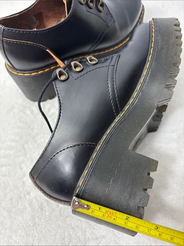 Dr. Martens Leona Lo Black Platform Heeled‎ Oxford Shoes Womens size 7 - Image 12
