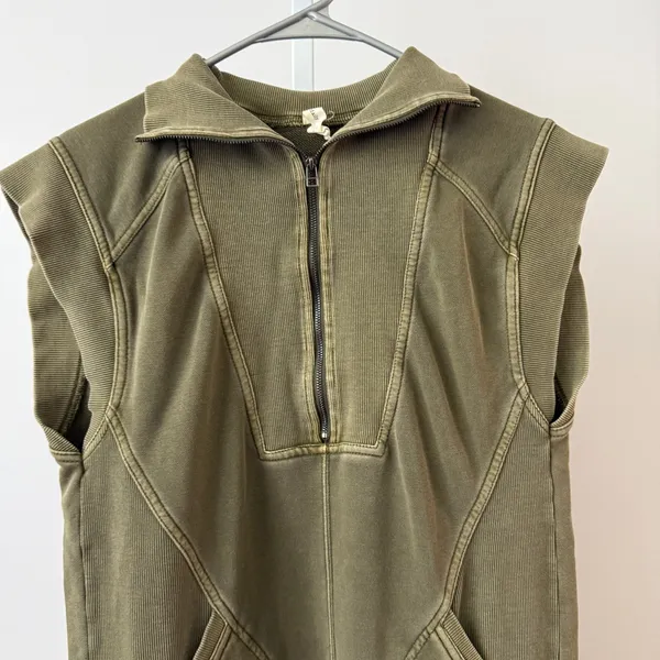 Anthropologie Daily Practice S Green Vest Zip Sleeveless Sweatshirt‎ Pullover Boho - Image 2