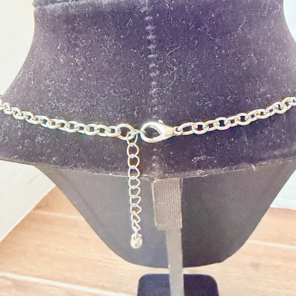 Silver Tone Faux Turquoise Articulated Bib Necklace Geometric Western Festival - Image 4