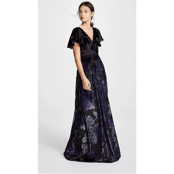 New Marchesa Notte Burnout Velvet Dress Size 4 - Image 3