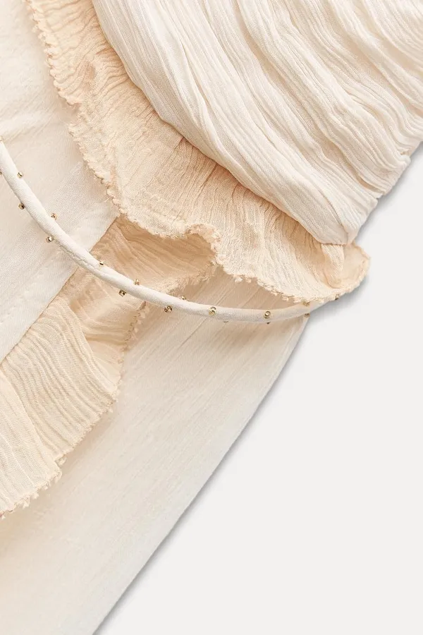 Zara Cream Maxi Dress long flowy bohemian summer casual vacation sundress wedding - Image 9