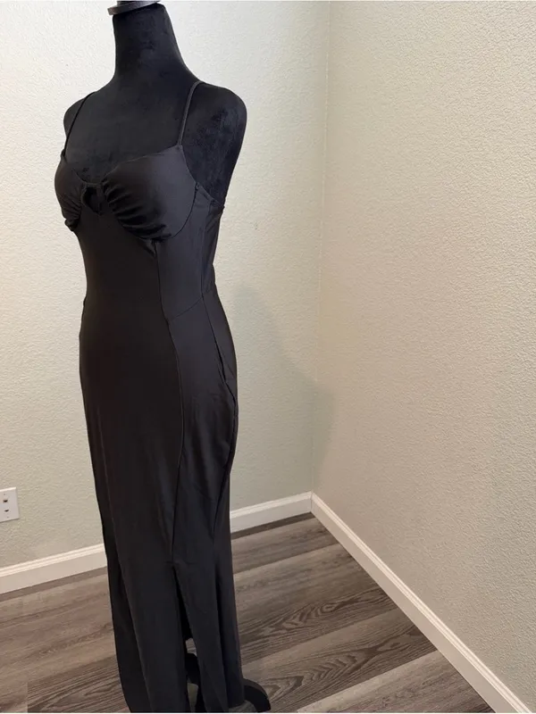 Black Cutout Spaghetti Strap Maxi Dress Size M - Image 4
