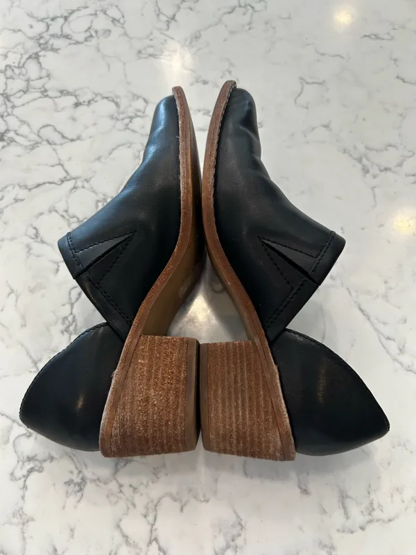 Madewell Black The Brady Lowcut Bootie‎ Leather Stacked Heel Size 5 - Image 4