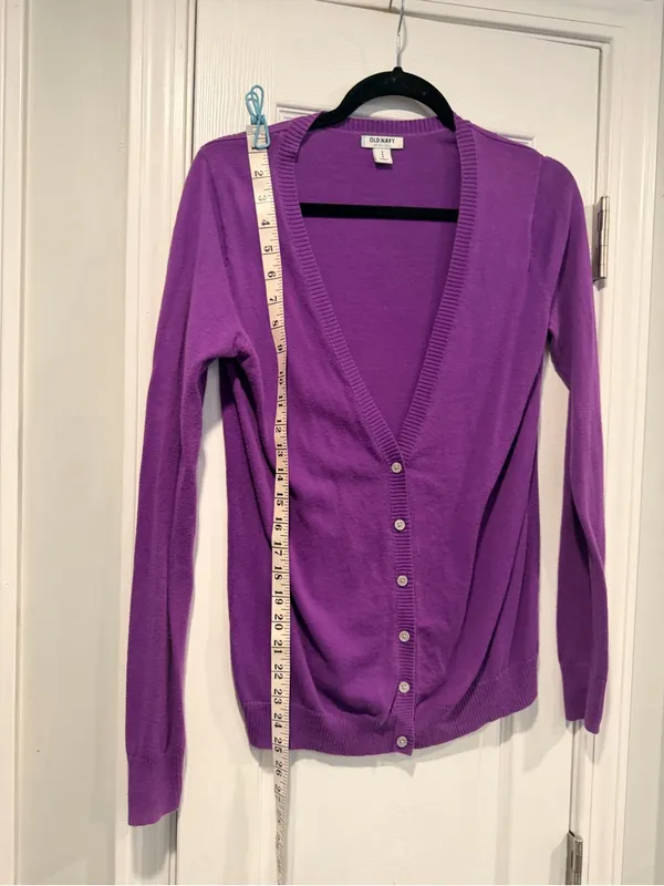 Old Navy Size S Purple Magenta V-Neck Button Front Knit Cardigan 100% Cotton - Image 7