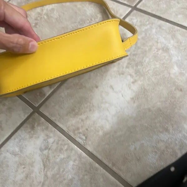 Dr Martens 7 Inch Yellow Leather Satchel Mini Crossbody Bag Buckle Accent - Image 6