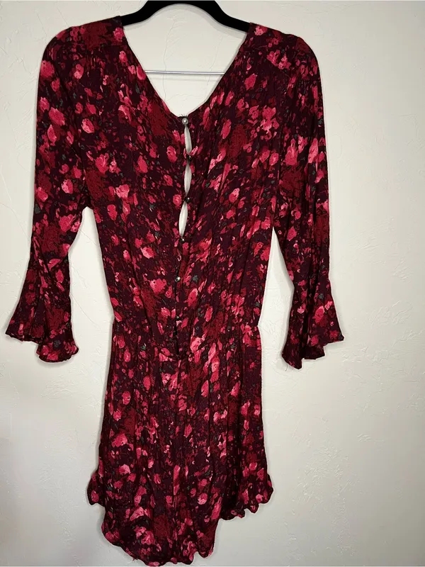 Free People All The Right Ruffles Red‎ Floral Boho Romper - Image 10