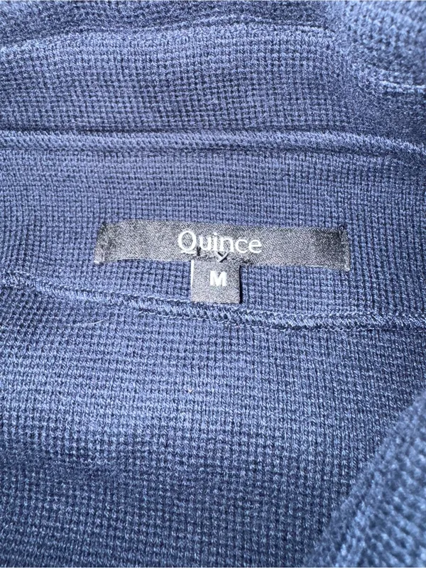 Quince 100% Organic Cotton Knit Blazer Navy Notch Collar Front Pockets Med - Image 11
