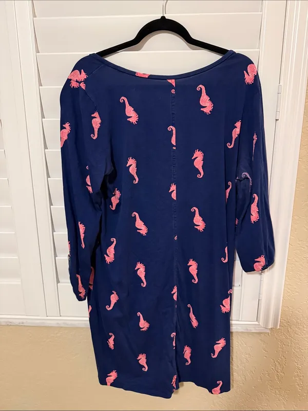 Lilly Pulitzer Navy Long-Sleeve Dress with Pink Trim - Image 4