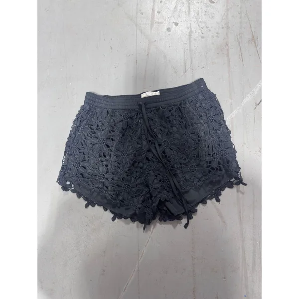 Abercrombie & Fitch Black Floral Crochet Lace Shorts Small - Image 3