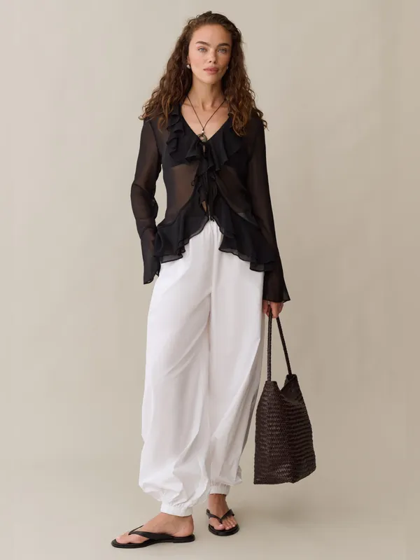 NWT kourt Anessa Top size 2 Black ruffle long sleeve few moda - Image 3
